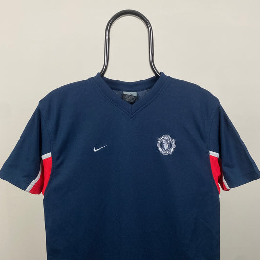 00s Nike Manchester United Football Shirt T-Shirt Blue Small