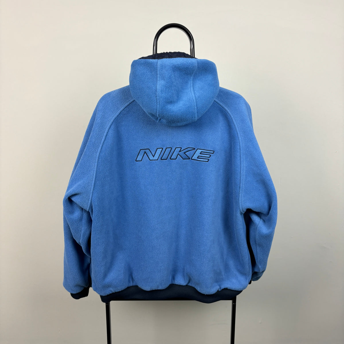 90s Nike Reversible Fleece Coat Jacket Blue Large