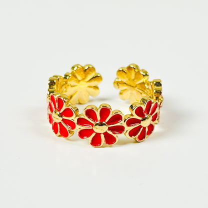 Flower Band Ring Gold
