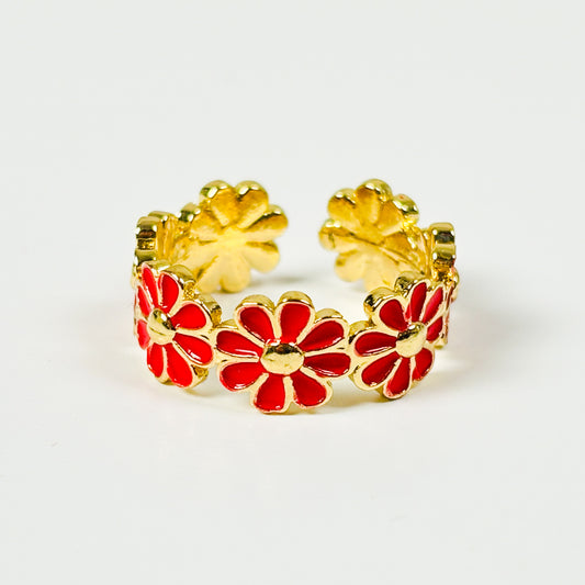 Flower Band Ring Gold