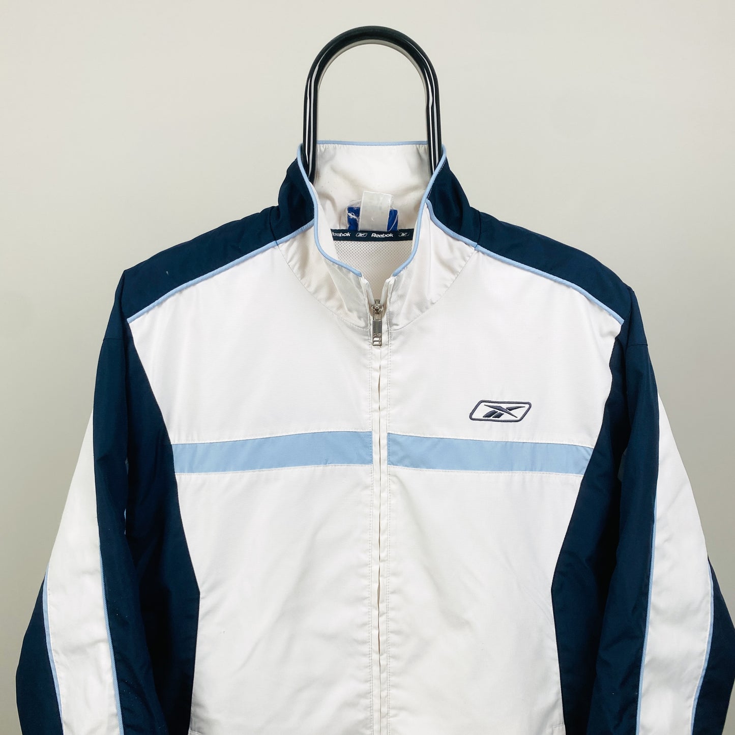 00s Reebok Piping Windbreaker Jacket White Small