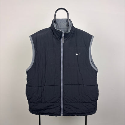 00s Nike Hex Reversible Puffer Gilet Jacket Grey XL