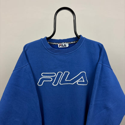 90s Fila Sweatshirt Blue Large