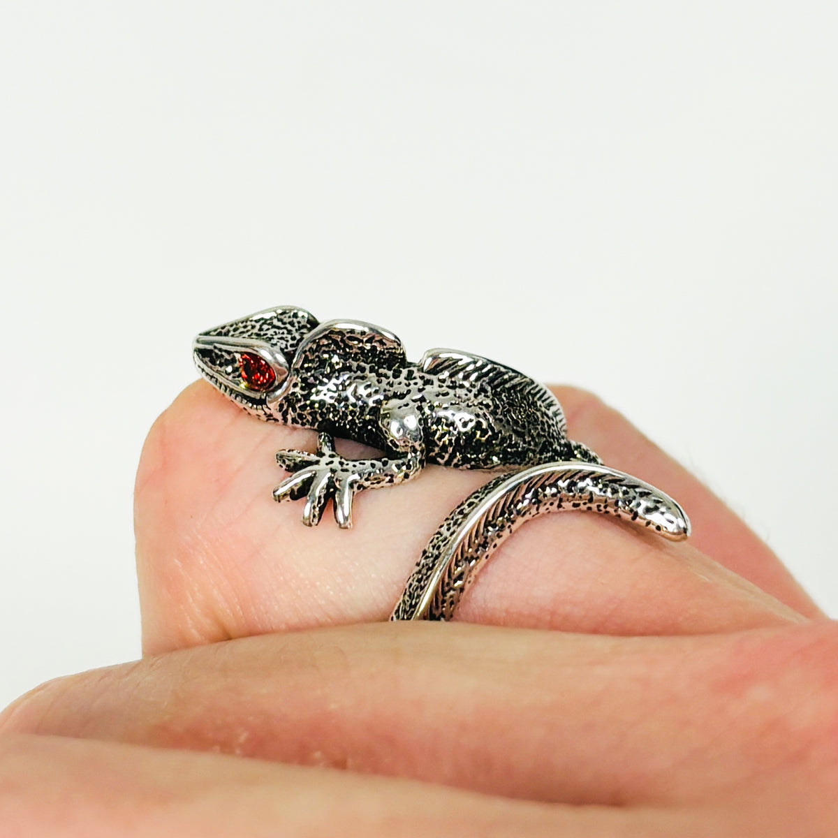 Adjustable Lizard Ring Silver