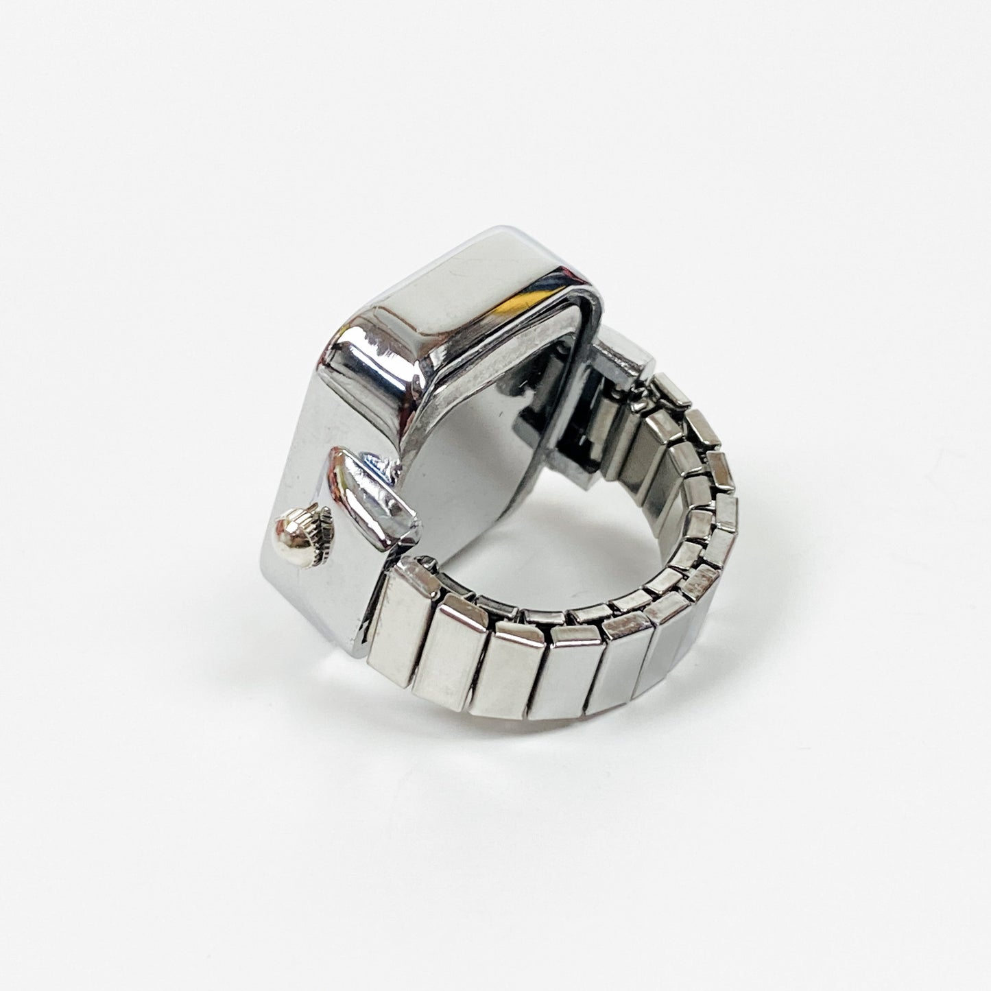 Retro Adjustable Watch Ring Silver White