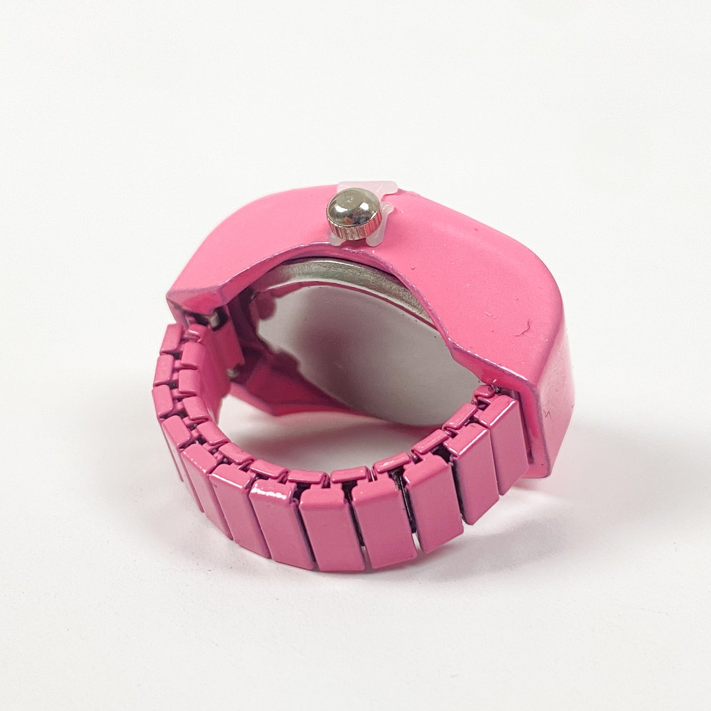 Encrusted Watch Ring Adjustable Pink