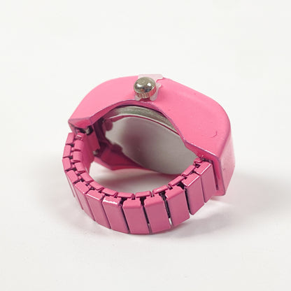 Encrusted Watch Ring Adjustable Pink
