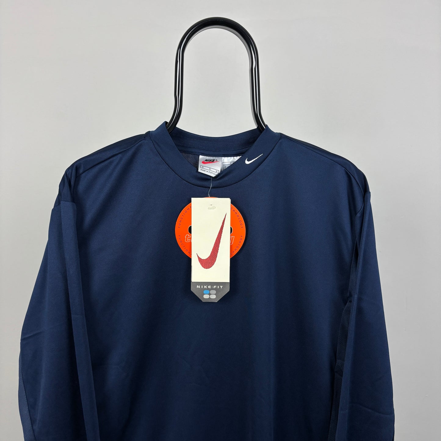 90s Nike Dri-Fit Running Long Sleeve T-Shirt Blue Medium