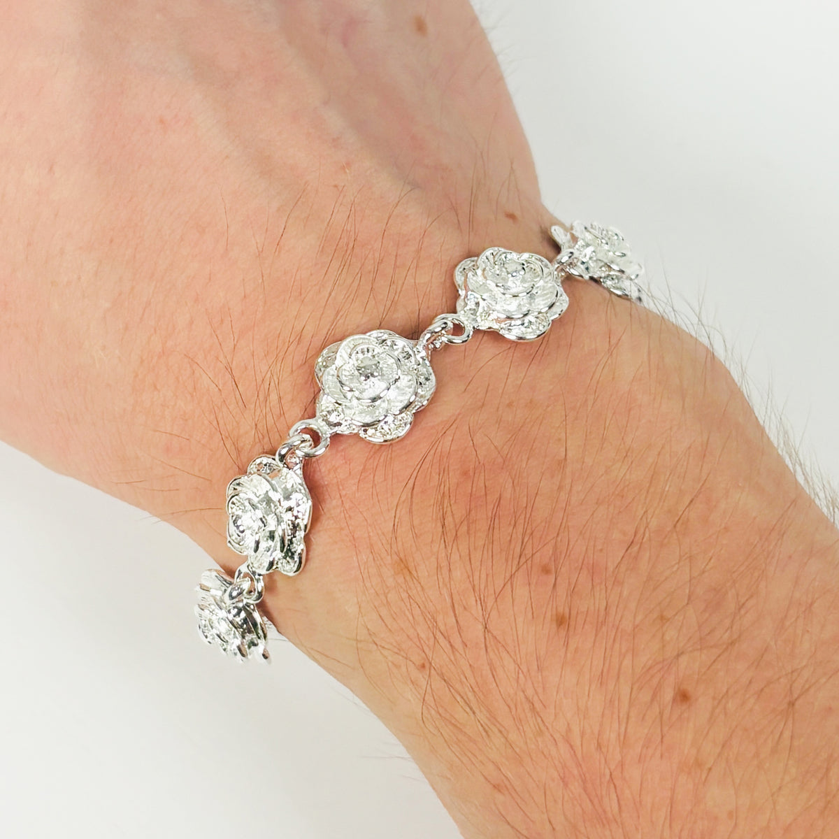 Vintage Dazzle Rose Bracelet .925 Silver