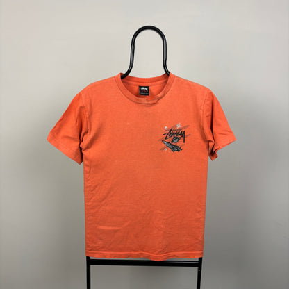 00s Stussy Spaceman T-Shirt Orange Small