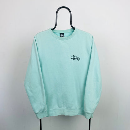 Retro 00s Stussy Sweatshirt Blue Medium