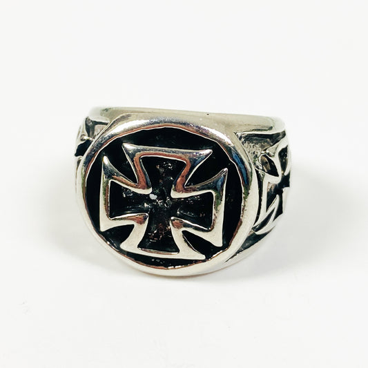 Vintage Adjustable Templar Ring Silver