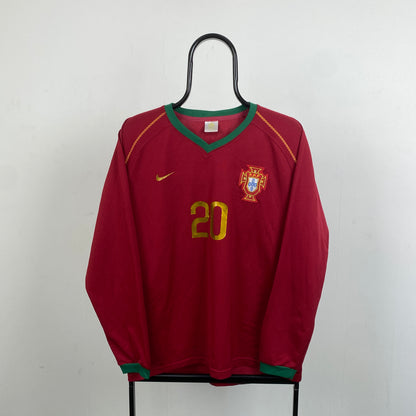 Retro Portugal Football Shirt T-Shirt Red Medium