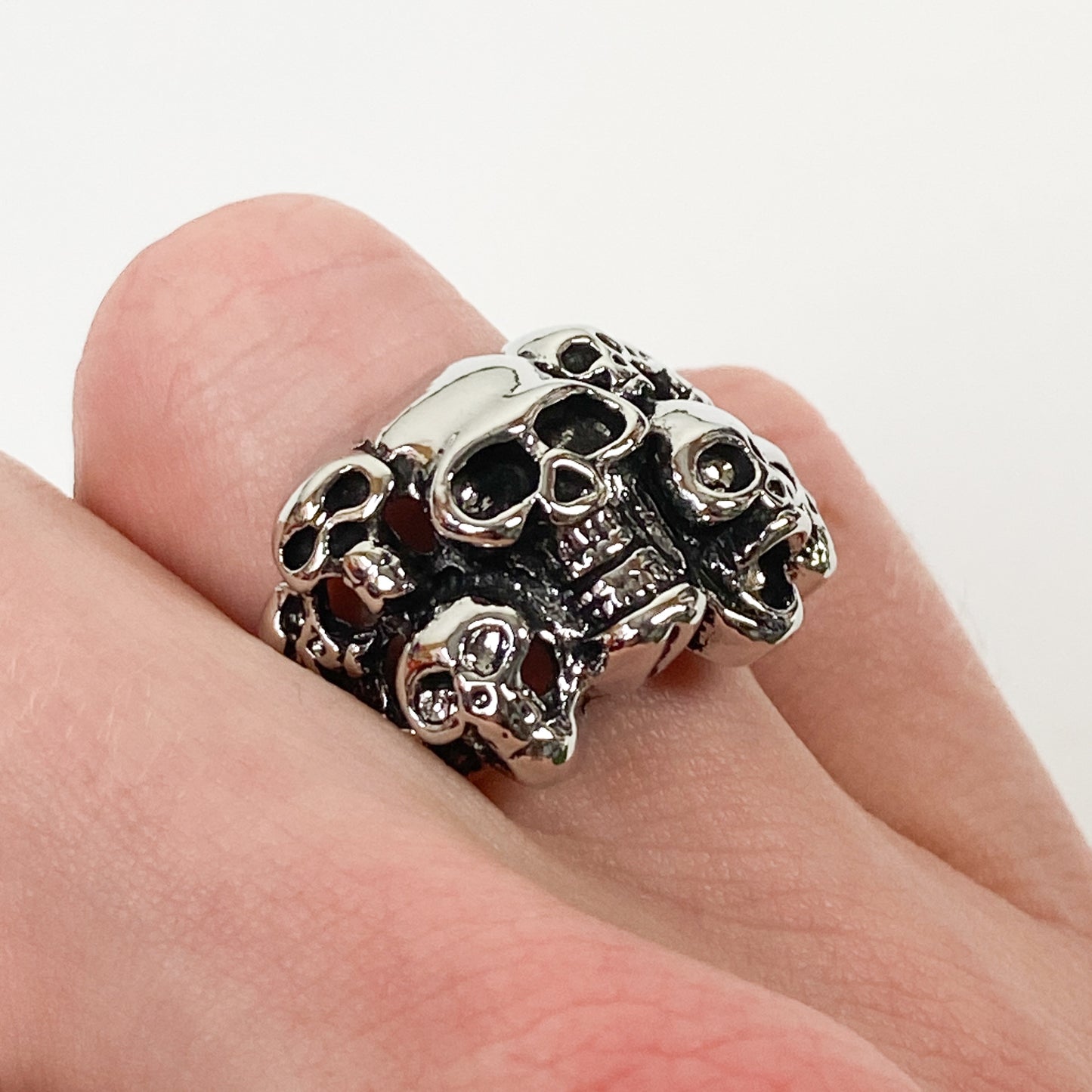 Retro Adjustable Skull Ring Silver