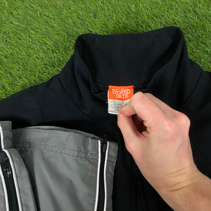 00s Nike Piping Windbreaker Jacket + Joggers Set Black Medium