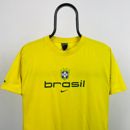 00s Nike Brazil Football Shirt T-Shirt Yellow Small