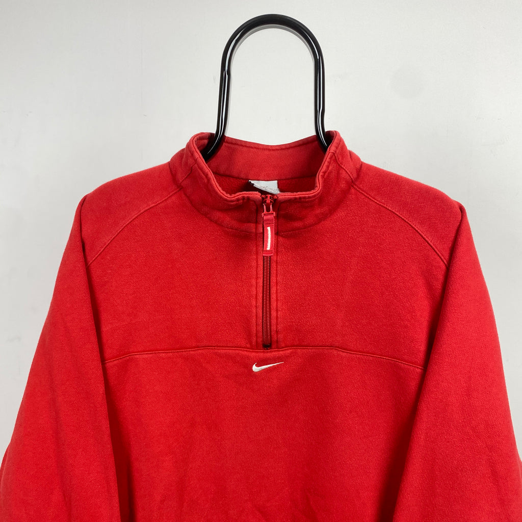 00s Nike 1/4 Zip Sweatshirt Red Small