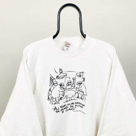 90s Fruit Of The Loom Surgeon Sweatshirt White XL