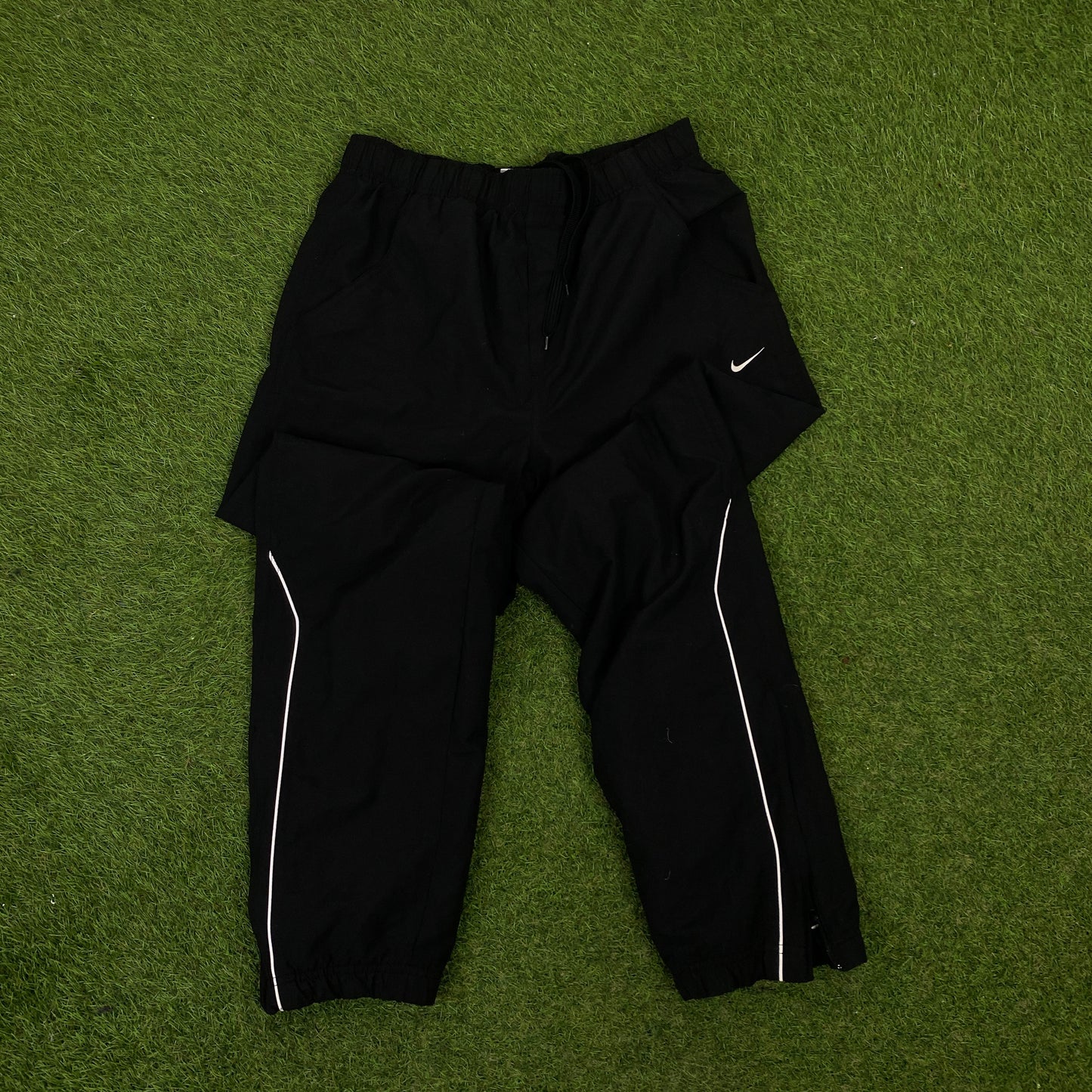 00s Nike Piping Windbreaker Jacket + Joggers Set Black Medium