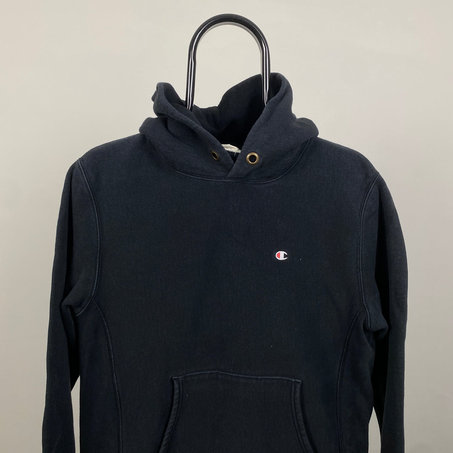 00s Champion Reverse Weave Hoodie Black Small