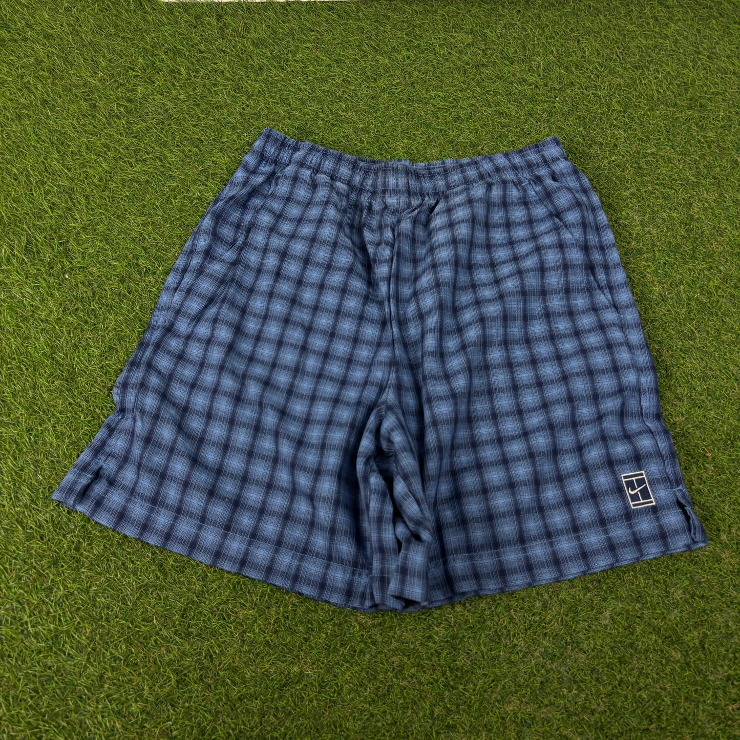 00s Nike Plaid Court Shorts Blue Small