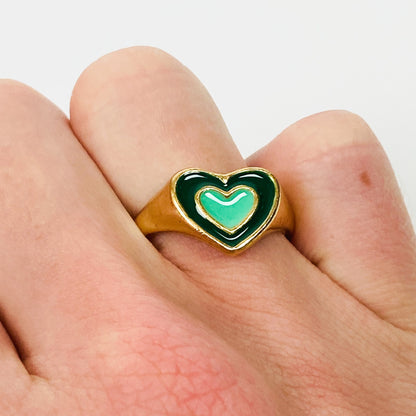 Retro Vintage Heart Ring Gold