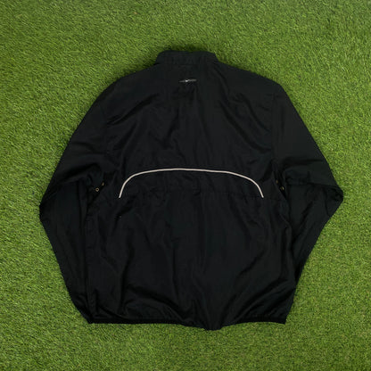 00s Nike Asymmetrical Piping Windbreaker Jacket + Joggers Set Black Medium