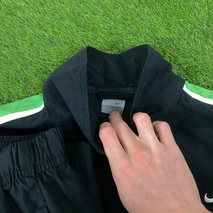 00s Nike Piping Tracksuit Jacket + Joggers Set Black Large
