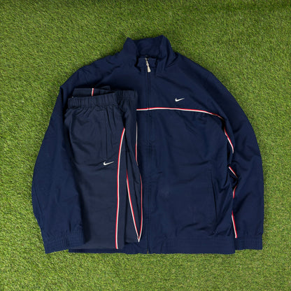 00s Nike Piping Tracksuit Jacket + Joggers Set Blue Large