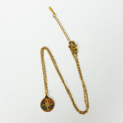 Vintage Compass Necklace Gold