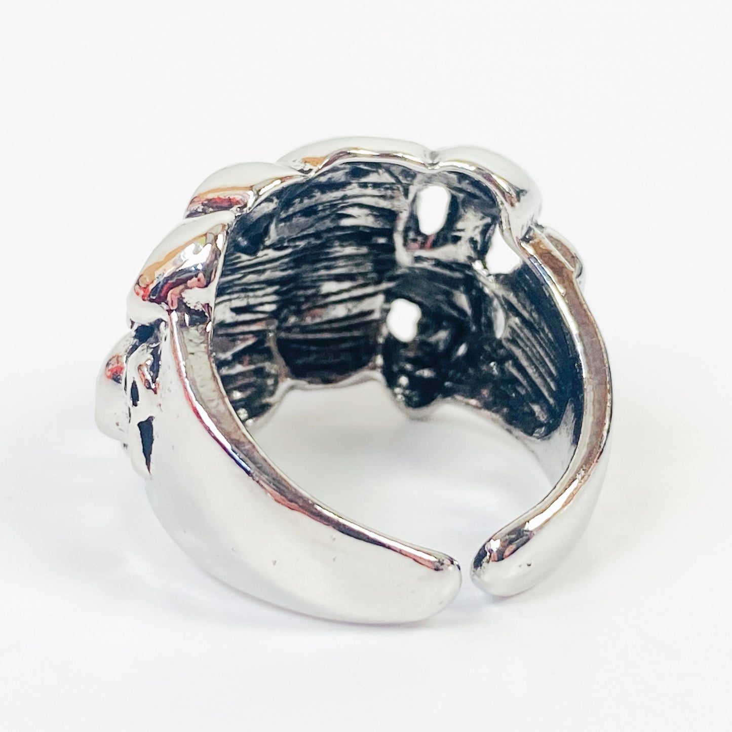 Retro Adjustable Skull Ring Silver