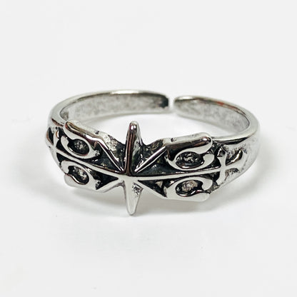 Retro Adjustable Antique Star Ring Silver