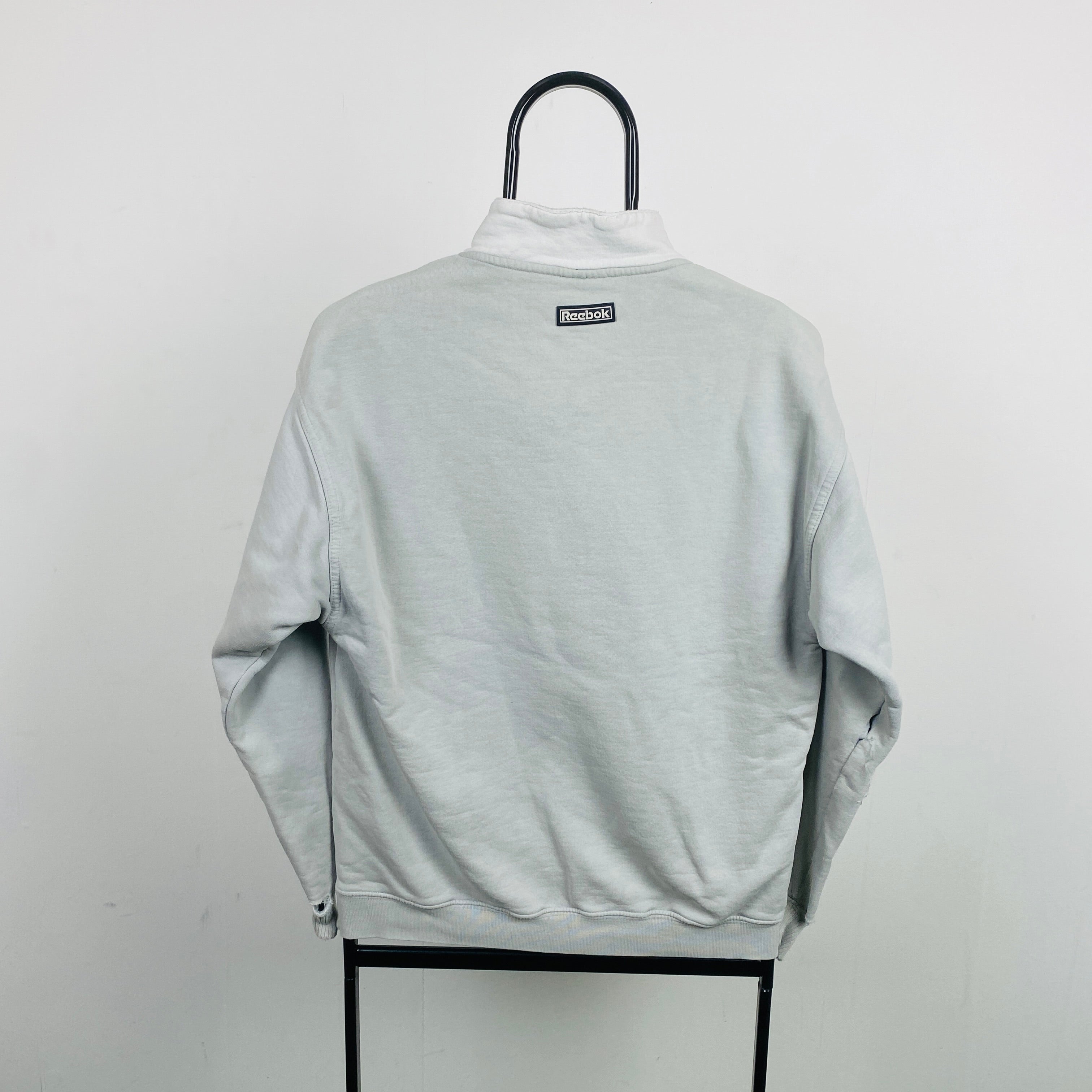 Retro Reebok 1/4 Zip Sweatshirt Grey Small