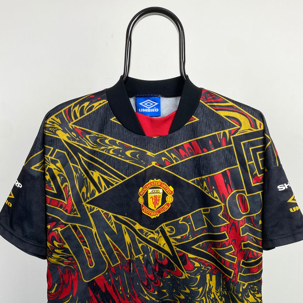 Retro Umbro Manchester United T-Shirt Black Small