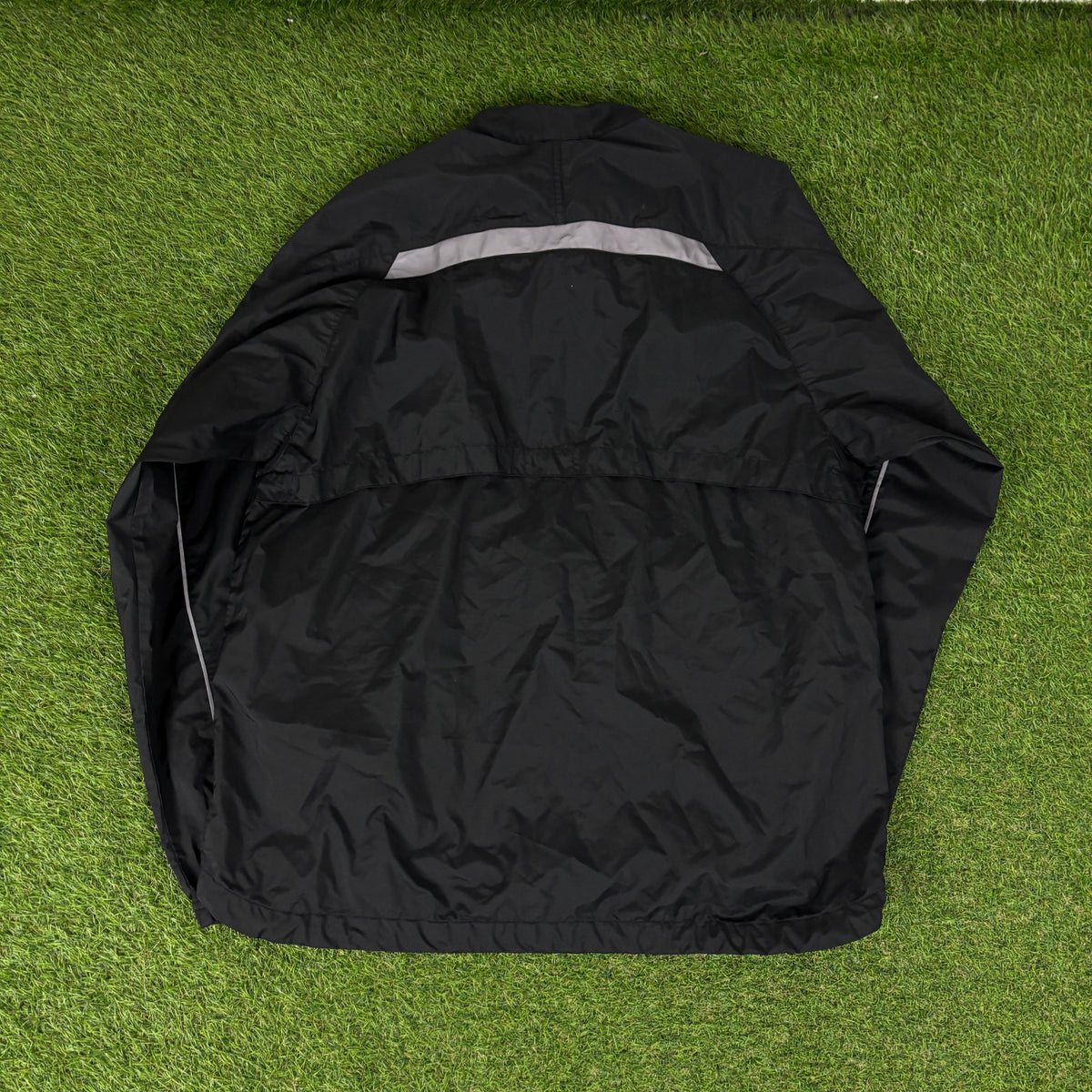 00s Nike Reflective Piping Tracksuit Jacket + Joggers Set Black Large