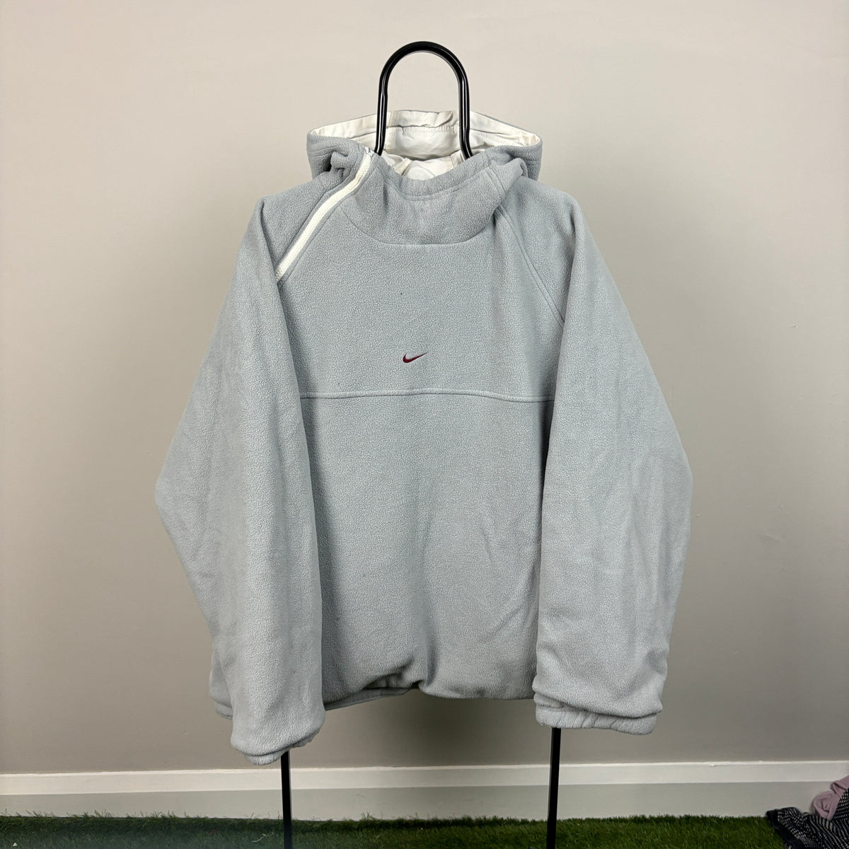 00s Nike Reversible Sidewinder Fleece Coat Jacket White Blue Large