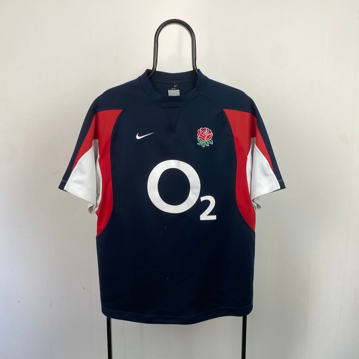 00s Nike England Rugby Shirt T-Shirt Blue Large