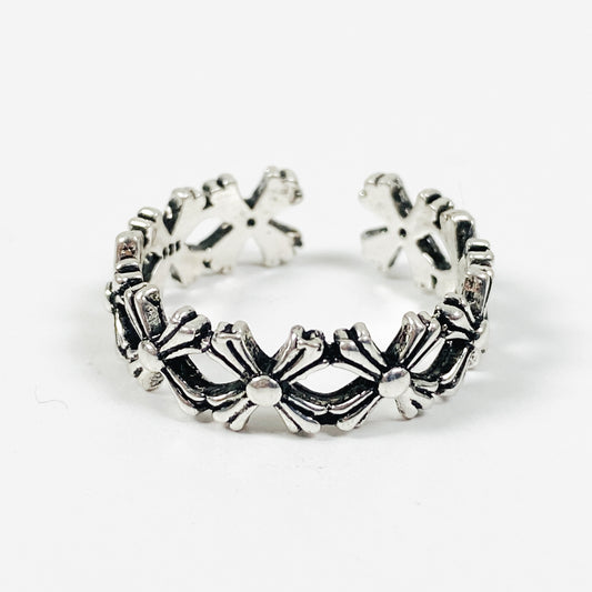 Vintage Adjustable Antique Circle Ring Silver