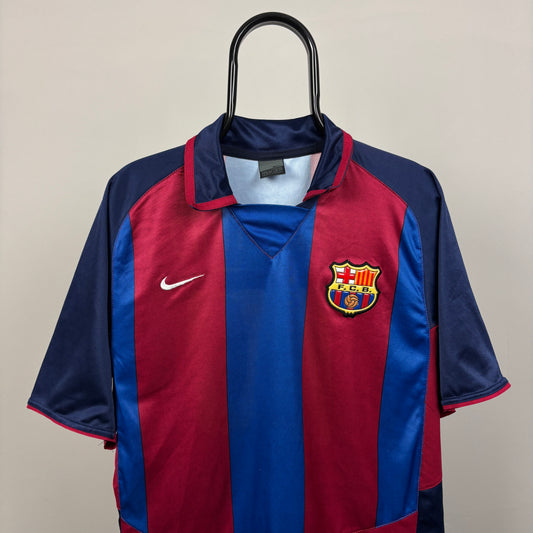 90s Nike Barcelona Ronaldinho Football Shirt T-Shirt Red Large