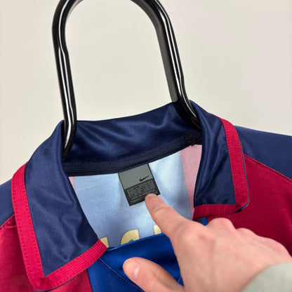 90s Nike Barcelona Ronaldinho Football Shirt T-Shirt Red Large