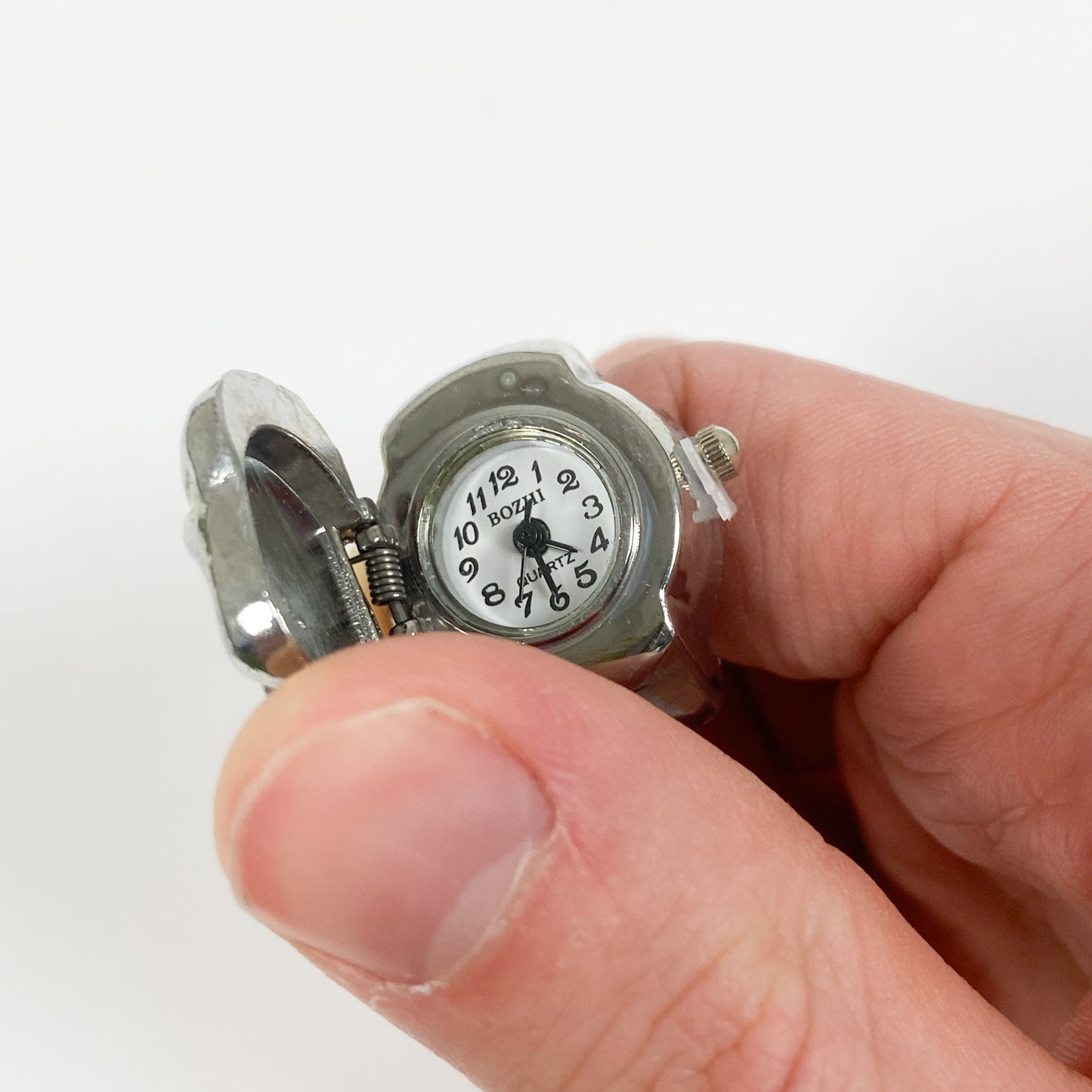 Skull Cap Adjustable Watch Ring Silver