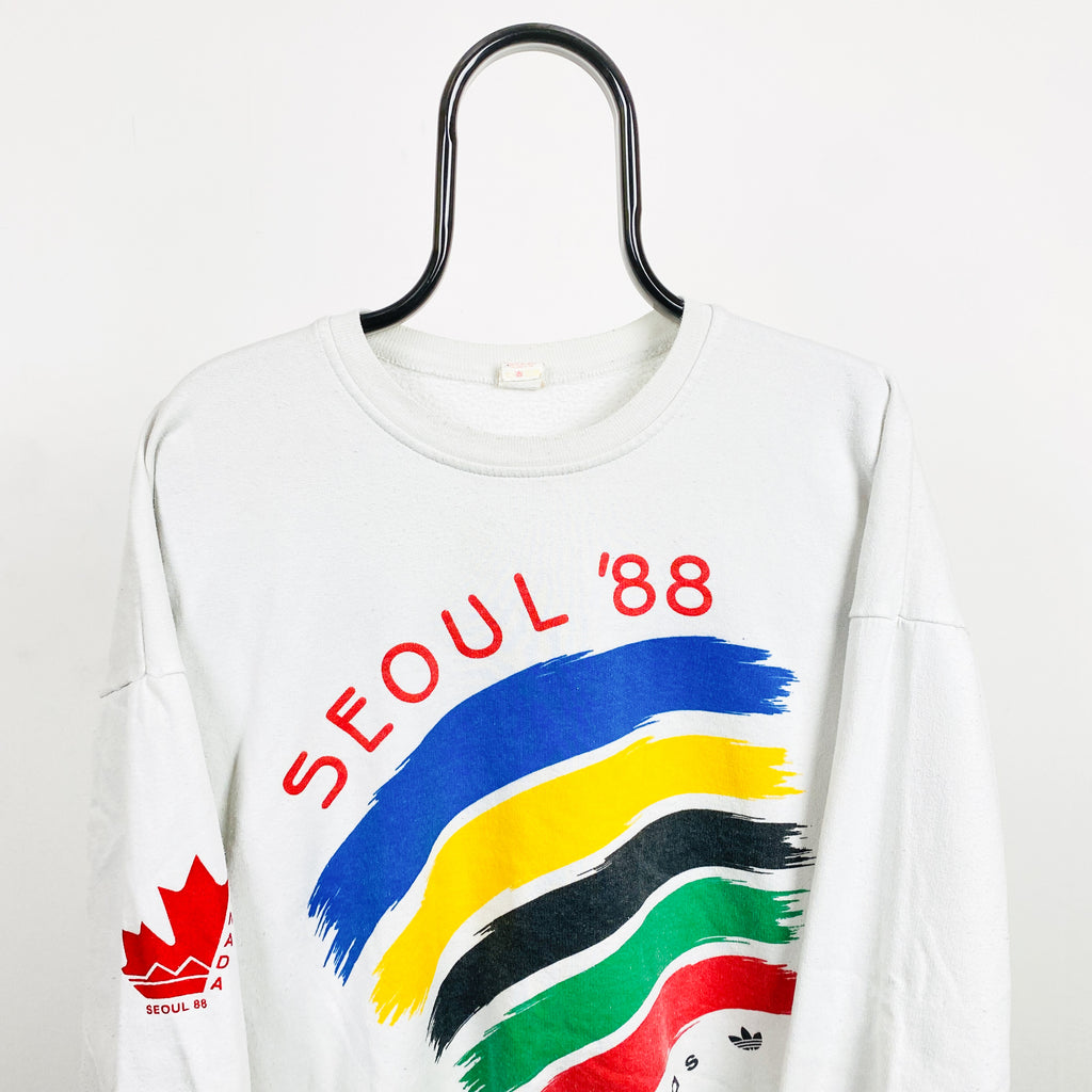 80s Adidas Olympics Sweatshirt White Small