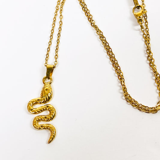 Retro Snake Necklace Chain Gold