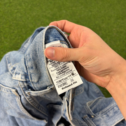 00s Carhartt Workwear Trousers Joggers Blue Large 36x34