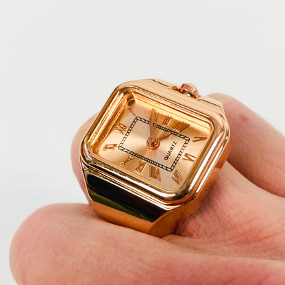 Retro Adjustable Watch Ring Rose Gold