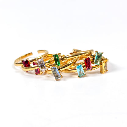 Birthstone Band Ring Stackable Gold