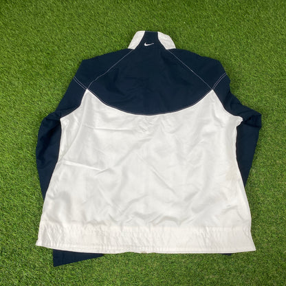 00s Nike Piping Windbreaker Tracksuit Set Jacket + Joggers White XL