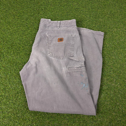 00s Carhartt Workwear Trousers Joggers Grey Large 36x32