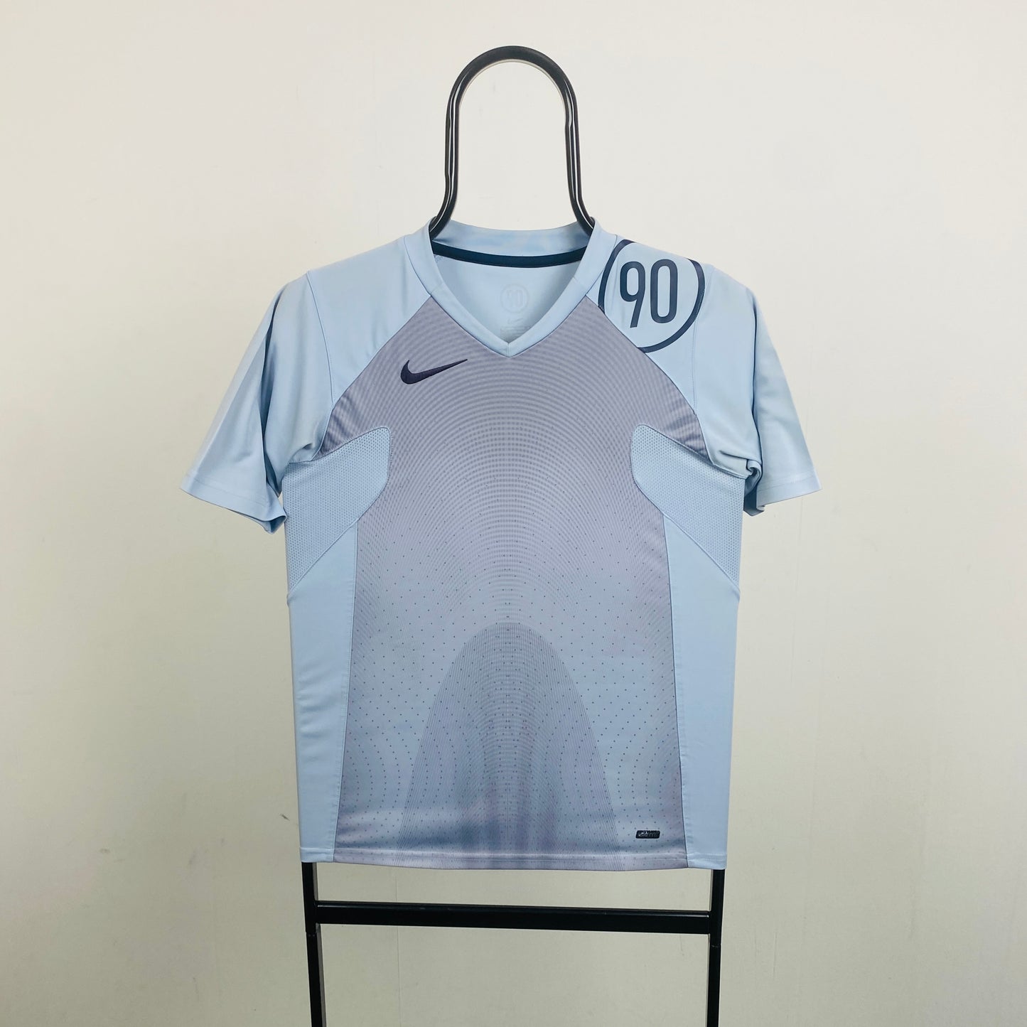 00s Nike T90 Football Shirt T-Shirt Baby Blue XS