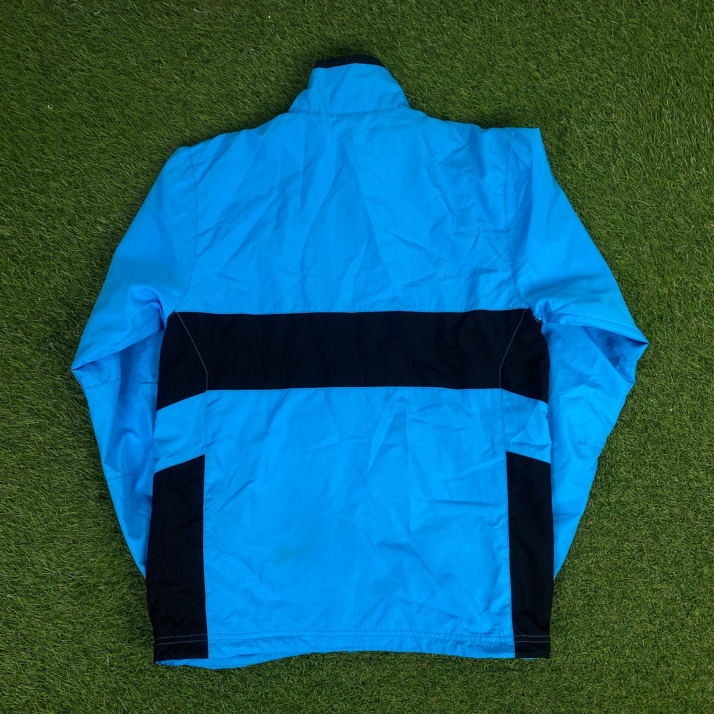 00s Nike Piping Windbreaker Jacket + Joggers Set Blue Small